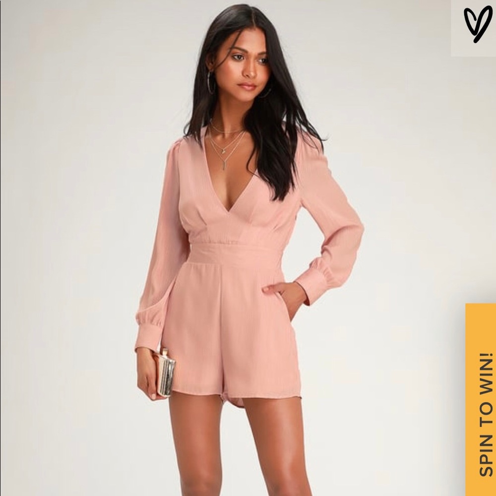 Honey Punch Blush Metallic Striped Romper